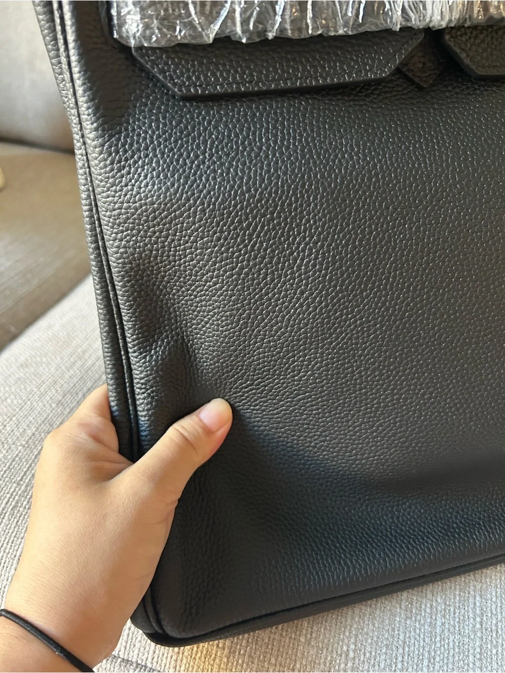 40cm XXL Classic Black Top Handle Leather Satchel BK Style